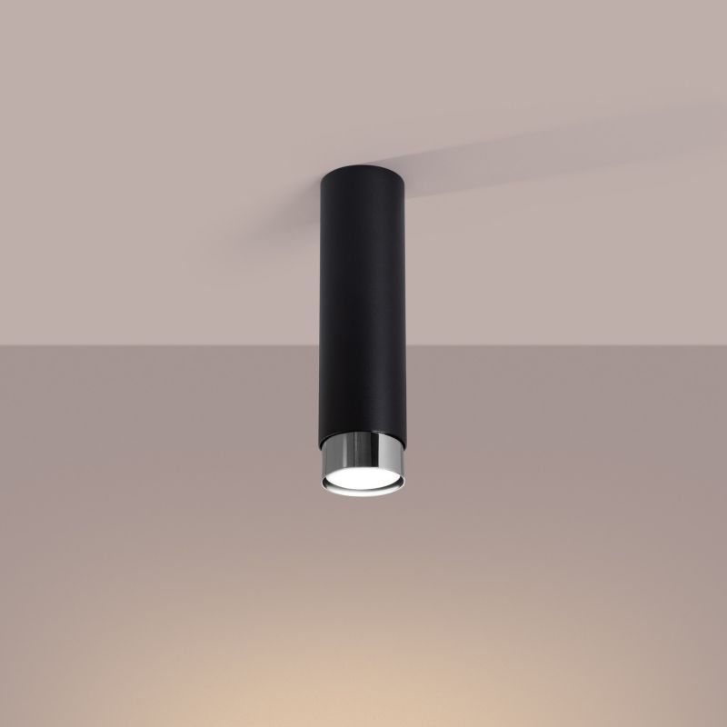 Reflektor sufitowy Sollux Lighting Nero czarny-chromowany  1 x GU10 x  IP20 wym: 22,5 x 6 x 6 cm - 1 szt.