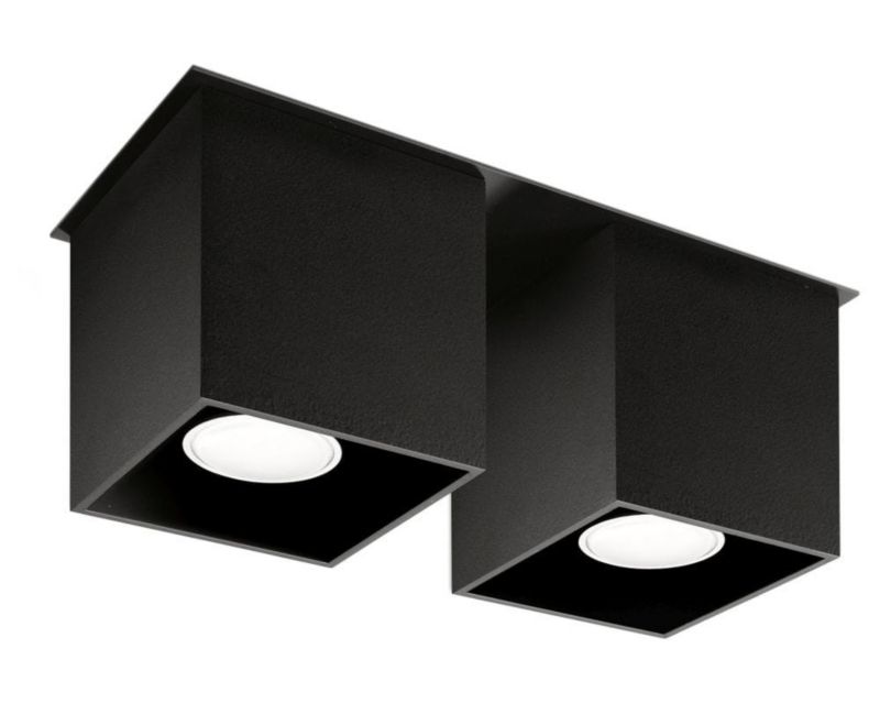 Reflektor sufitowy Sollux Lighting Quad  czarny  2 x GU10 x 40W IP20 wym: 26 x 10 cm - 1 szt.