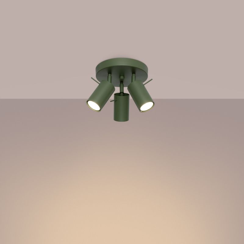 Reflektor sufitowy Sollux Lighting Ring zielony oliwkowy  3 x GU10 x  IP20 wym: 18,5 x 19,5 x 19,5 cm - 1 szt.
