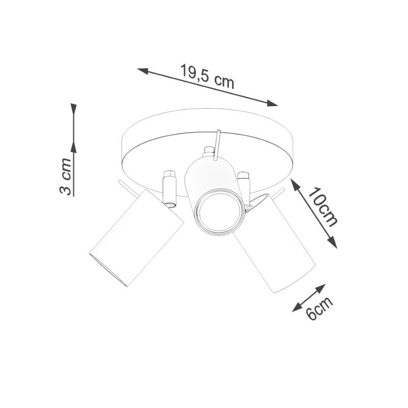 Reflektor sufitowy Sollux Lighting Ring zielony oliwkowy  3 x GU10 x  IP20 wym: 18,5 x 19,5 x 19,5 cm - 1 szt.