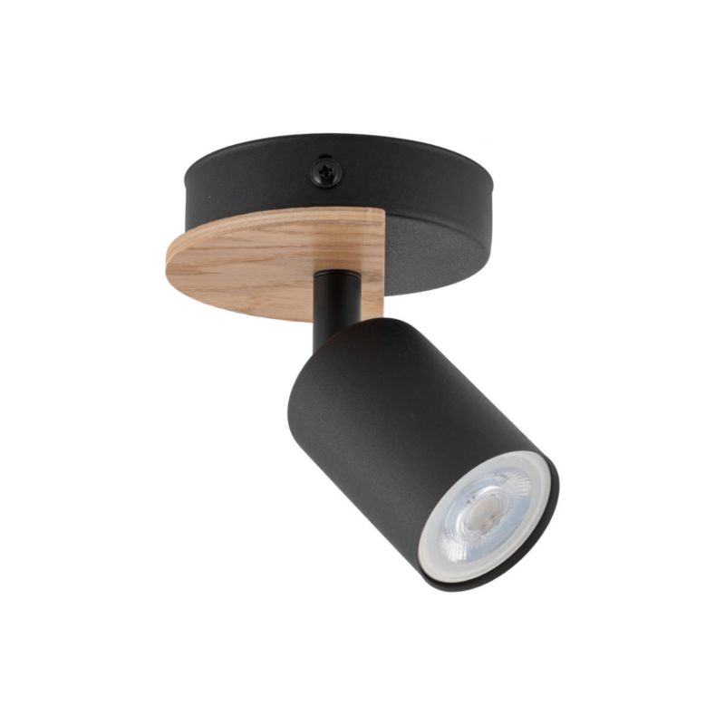Reflektor sufitowy TK-Lighting Cover czarny z jasnym drewnem  1 x GU10 x  IP20 wym: 11 x 14,5 cm - 1 szt.