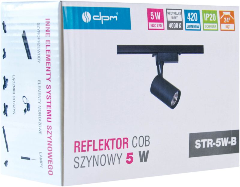 Reflektor szynowy LED DPM 5 W 497 lm czarny