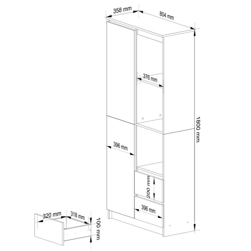 Regał Akord R11 Biały 80 cm 1 drzwi 2 szuflady kolor Dąb Sonoma mat 7 ...