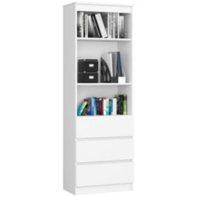 Regał Akord R60 Biały 60 cm 3 szuflady kolor Biały mat 3 półki 60x35x180 cm 1 szt.