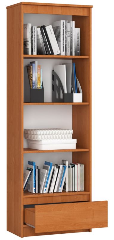 Regał Akord R60 Olcha 60 cm façade Blanche mat 1 szuflada kolor Olcha mat 4 półki 60x35x180 cm 1 szt.