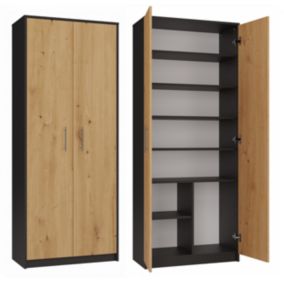 Regał Biurowy Topeshop Oliv 2D Antracyt Dąb Artisan Zamykany 35x74x180 cm 1 szt.