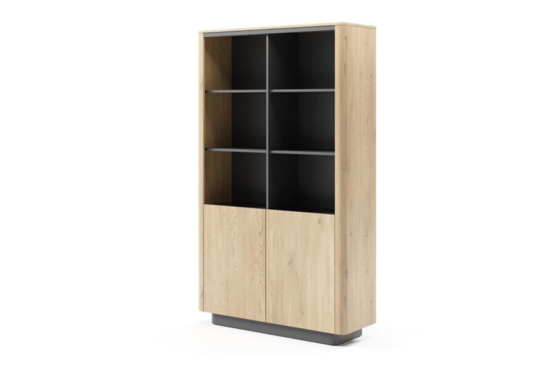 Regał dwudrzwiowy Bettso Tampa minimalistyczny dąb cremona czarny 1szt.