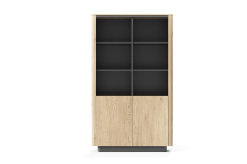 Regał dwudrzwiowy Bettso Tampa minimalistyczny dąb cremona czarny 1szt.