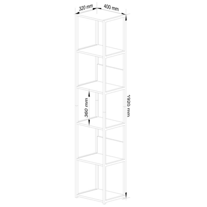 Regał industrialny Akord metalowy Czarny 40 cm kolor Czarny mat 6 półek 40x32x192 cm 1 szt.