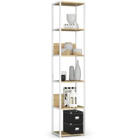Regał loft Akord metalowy Biały 40 cm kolor Dąb Artisan mat 6 półek 40x32x192 cm 1 szt.