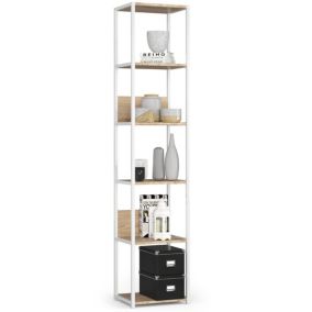 Regał loft Akord metalowy Biały 40 cm kolor Dąb Sonoma mat 6 półek 40x32x192 cm 1 szt.