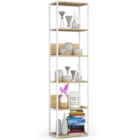 Regał loft Akord metalowy Biały 50 cm kolor Dąb Artisan mat 6 półek 50x32x192 cm 1 szt.