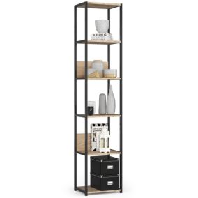 Regał loft Akord metalowy Czarny 40 cm kolor Dąb Sonoma mat 6 półek 40x32x192 cm 1 szt.