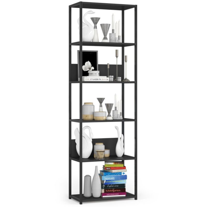Regał loft Akord metalowy Czarny 60 cm kolor Czarny mat 6 półek ...