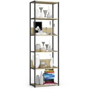 Regał loft Akord metalowy Czarny 60 cm kolor Dąb Artisan mat 6 półek 60x32x192 cm 1 szt.