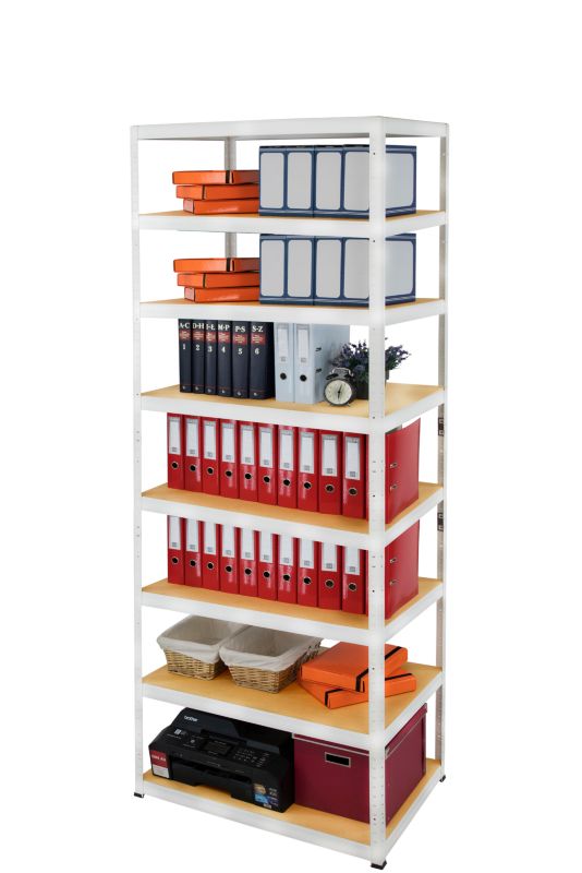 Regał metalowy MODO24 magazynowy biały helios 270x90x35cm 8 półek po 175 kg 1 szt.