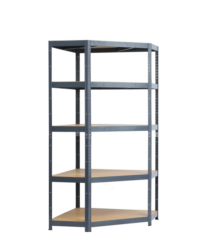 Regał metalowy narożny wciskany Metalkas 180x90x90x40 175kg HDF 1 szt.