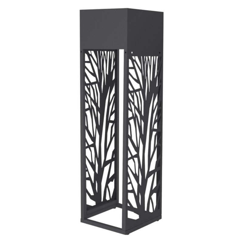 Regał na drewno ML-Design metalowy 30 x 30 x 111 cm z donicą antracytowy stojak na opał ze stali ocynkowanej motyw gałęzi 1 szt