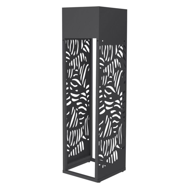 Regał na drewno ML-Design metalowy 30 x 30 x 111 cm z donicą antracytowy stojak na opał ze stali ocynkowanej motyw liścia 1 szt