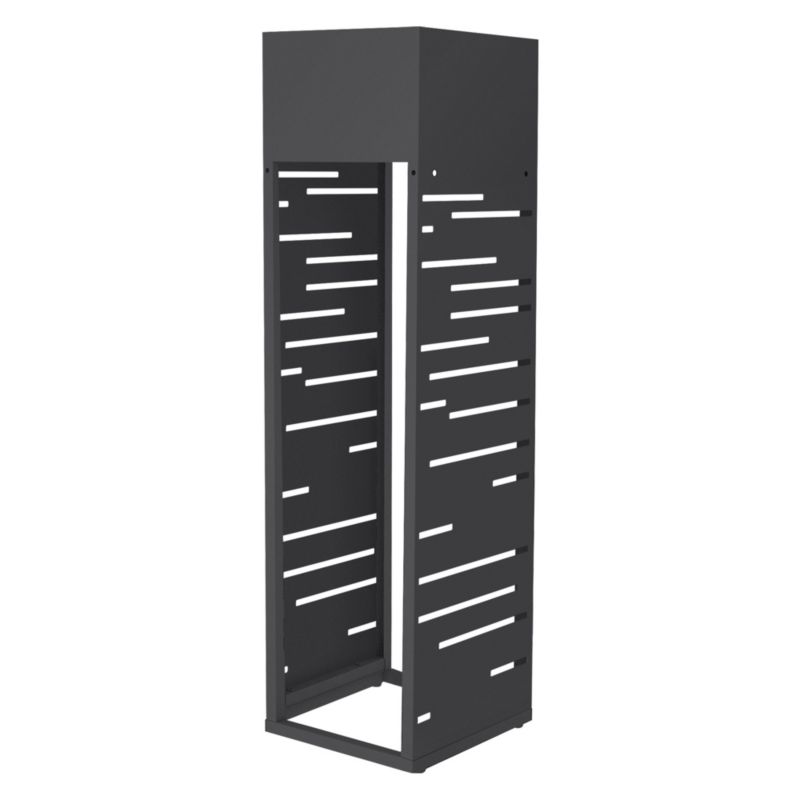 Regał na drewno ML-Design metalowy 30 x 30 x 111 cm z donicą antracytowy stojak na opał ze stali ocynkowanej wzór siatkowy 1 szt