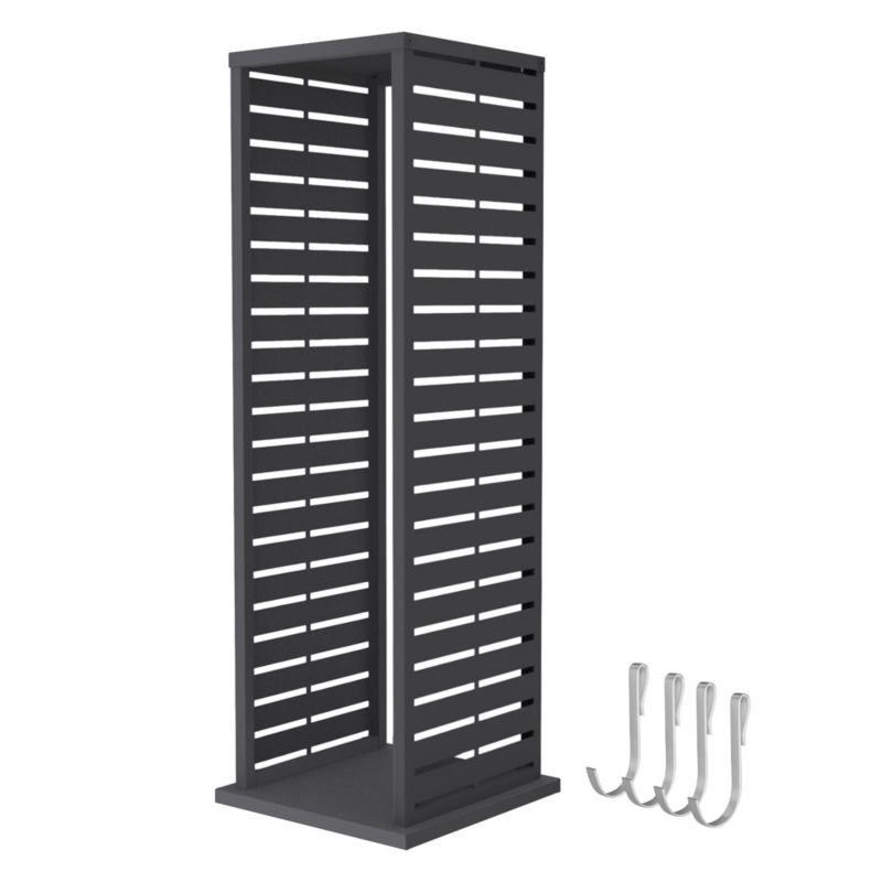 Regał na drewno ML-Design metalowy 37,5x37,5x112 cm antracyt 4 haczykami stojak na opał ze stali ocynkowanej motyw szczeliny 1 szt