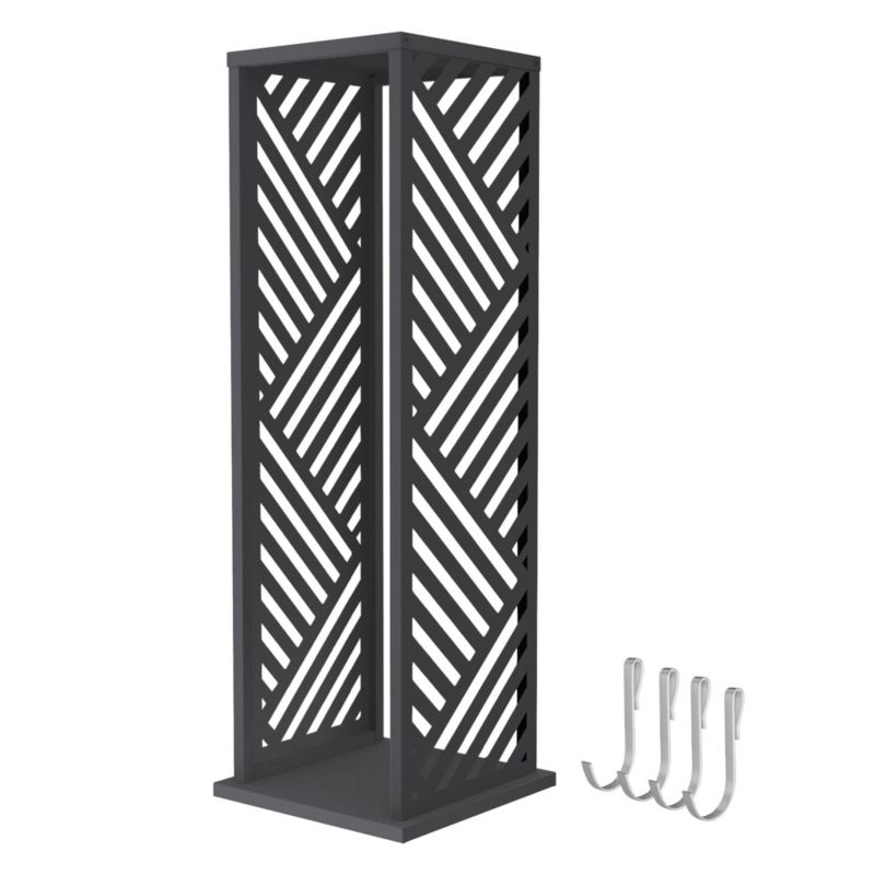 Regał na drewno ML-Design metalowy 37,5x37,5x112 cm antracyt z 4 haczykami stojak na opał ze stali ocynkowanej wzór w paski 1 szt