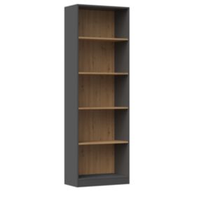 Regał Na Książki Topeshop R60 60 cm Antracyt / Dąb Artisan 30x60x182 cm 1 szt.