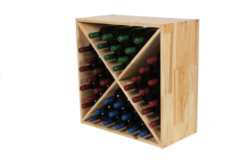 Regał na wino MODO24 typ X 60 x 60 x 30 cm solidny pojemny naturalny 1 szt.