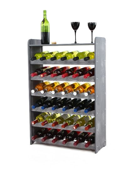 Regał na wino MODO24 z półką drewno sosnowe dekor 36 butelek ciemny szary 1 szt.