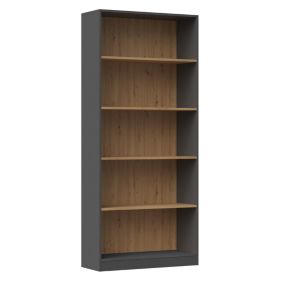 Regał R80 Topeshop Szafka Na Książki 80 Cm Antracyt / Dąb Artisan 30x80x182 cm 1 szt.