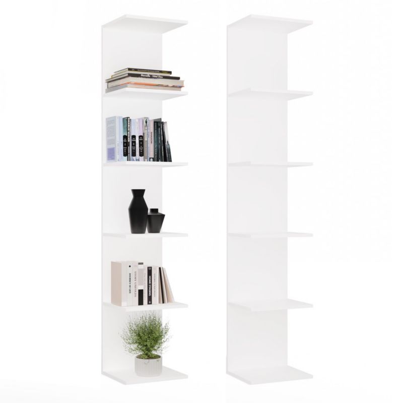 Regał Topeshop 6P Biały Wysoki 180 Cm 6 Półek Na Książki Segregatory Do Biura Salonu 30x180x35 cm 1 szt