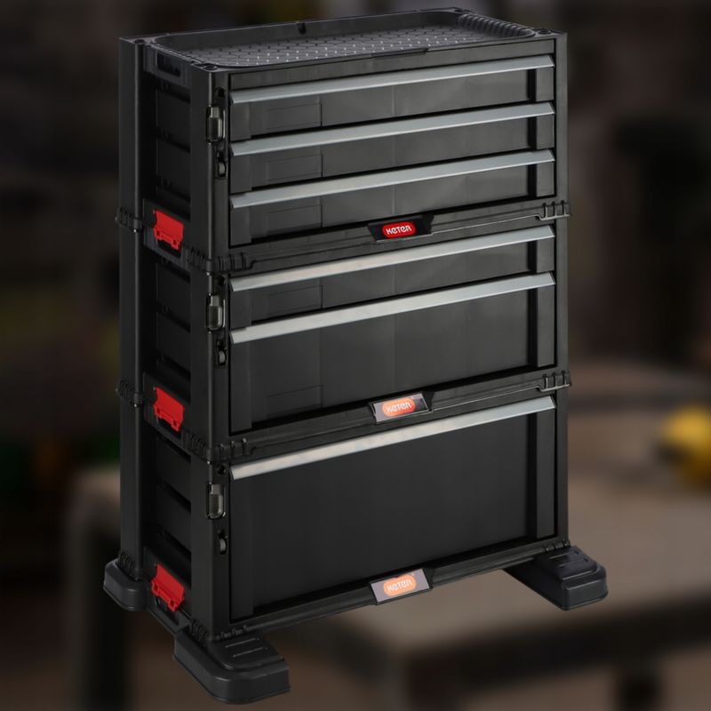 Regał warsztatowy Keter Tool Chest Set 6 szuflad czarny