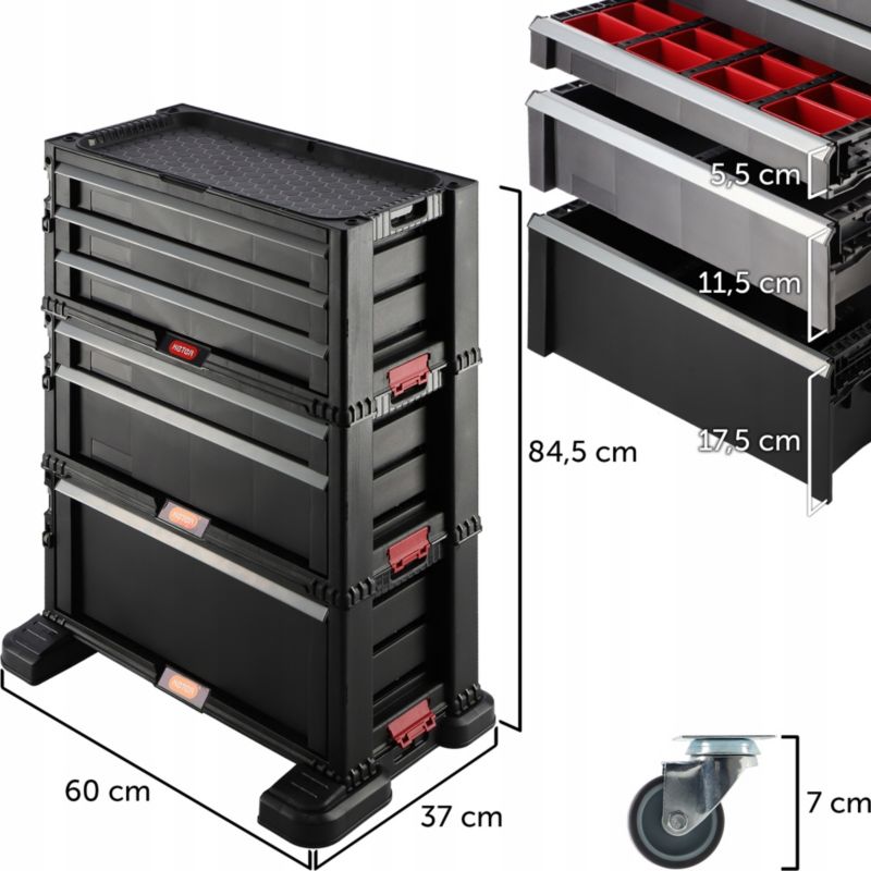 Regał warsztatowy Keter Tool Chest Set 6 szuflad czarny