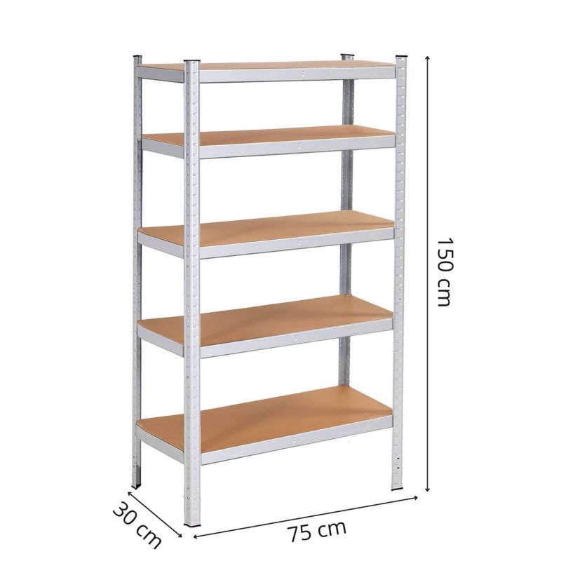 Regały metalowe z 5 półkami Springos magazynowe 150x75x30cm 675kg do piwnicy, garażu 2 szt.