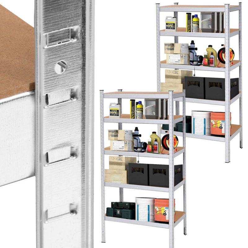 Regały metalowe z 5 półkami Springos magazynowe 150x75x30cm 675kg do piwnicy, garażu 2 szt.