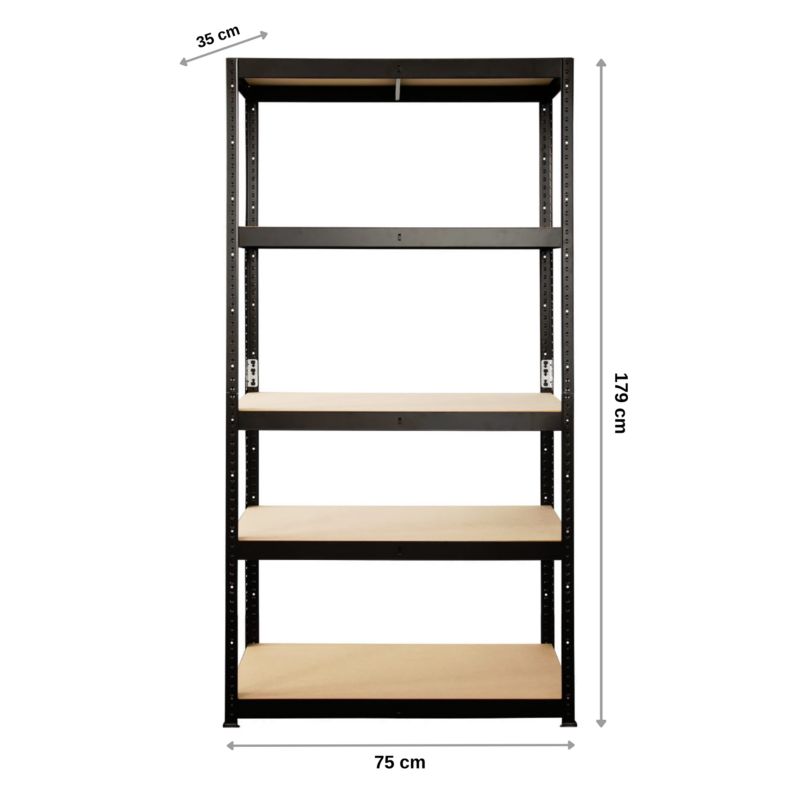 Regał GoodHome Ryle 179 x 75 x 35 cm 5 półek czarny