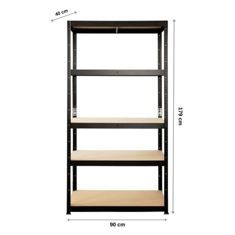 Regał GoodHome Ryle 179 x 90 x 40 cm 5 półek czarny