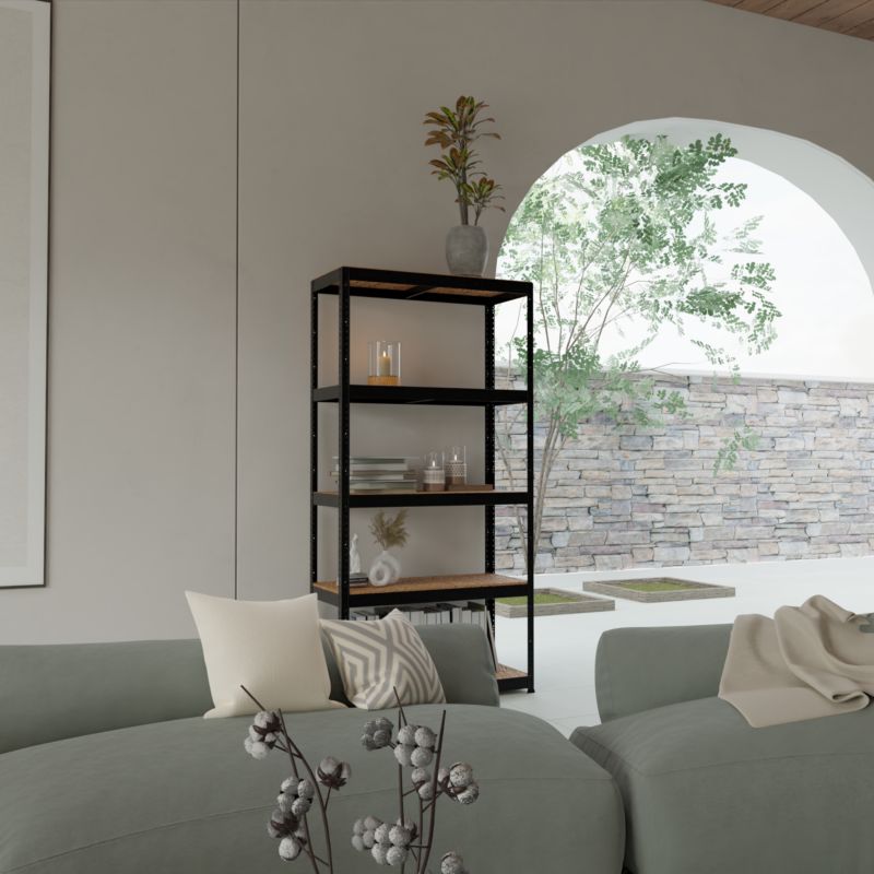 Regał GoodHome Ryle 179 x 90 x 40 cm 5 półek czarny