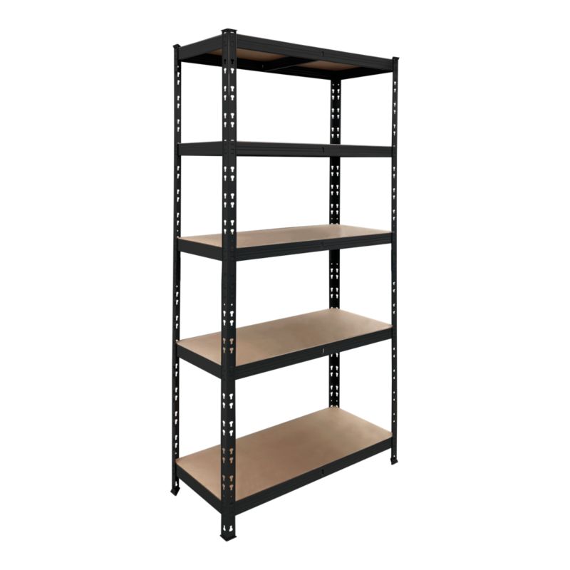 Regał metalowy 180 x 90 x 40 cm 5 półek 200 kg czarny | Majsterkowanie ...