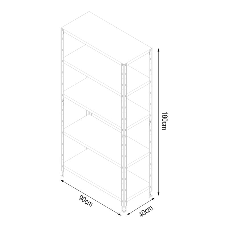 Regał metalowy 180 x 90 x 40 cm 5 półek 70 kg czarny