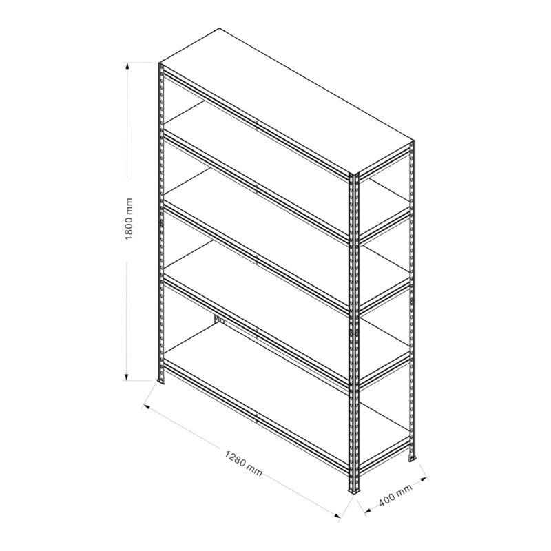 Regał metalowy GoodHome Rand 180 x 128 x 40 cm 5 półek 300 kg czarny