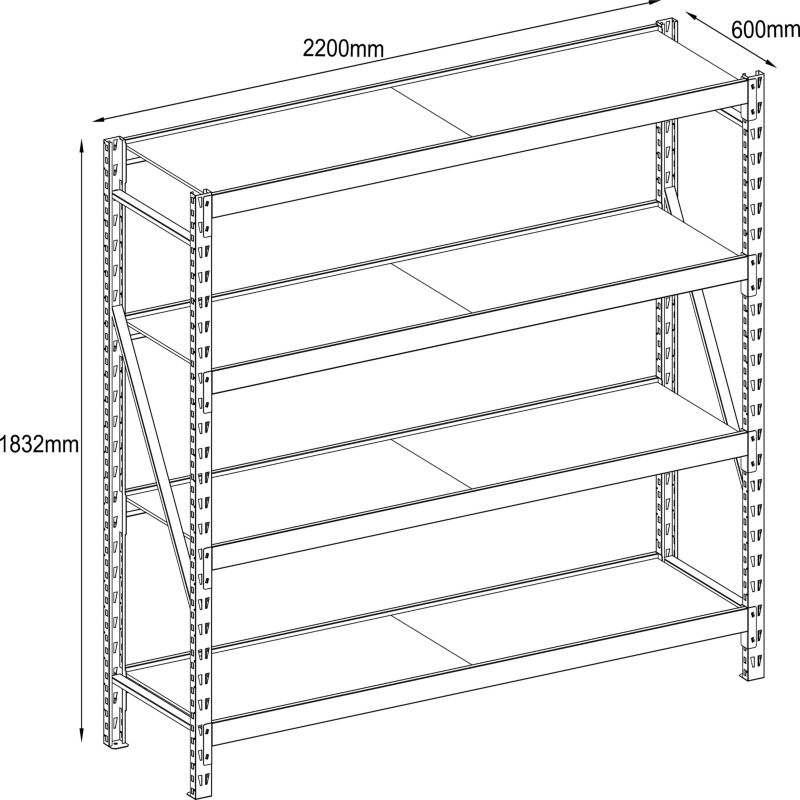 Regał metalowy GoodHome Rand 180 x 220 x 60 cm 4 półki 500 kg