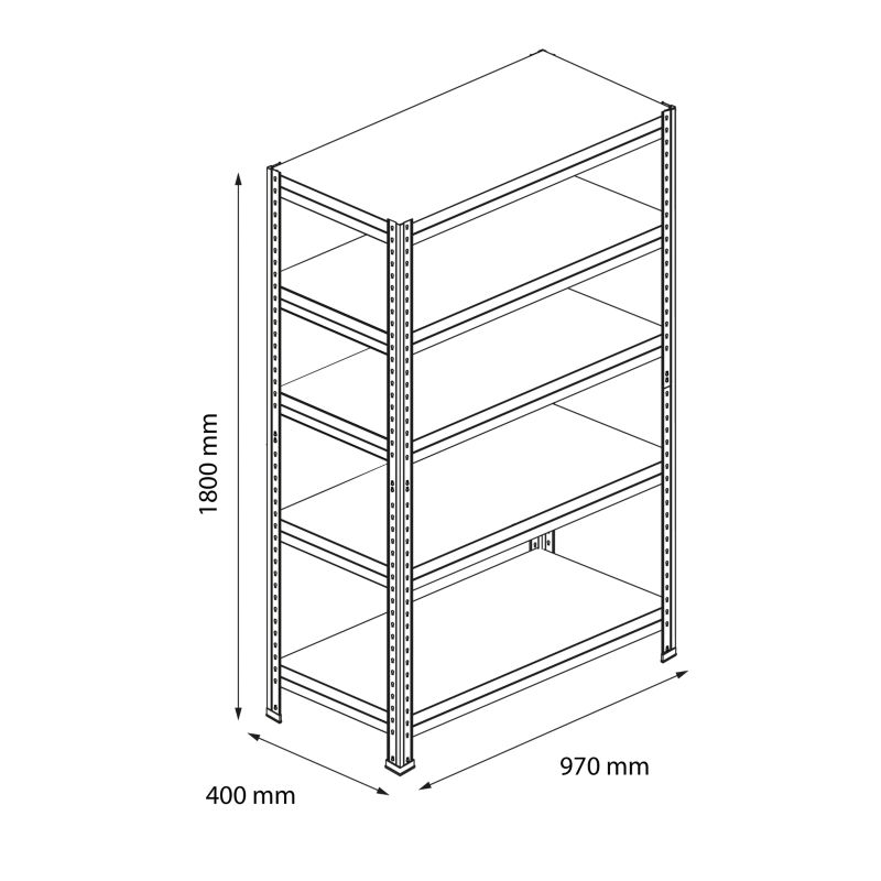 Regał metalowy GoodHome Rand 180 x 97 x 40 cm 5 półek 250 kg