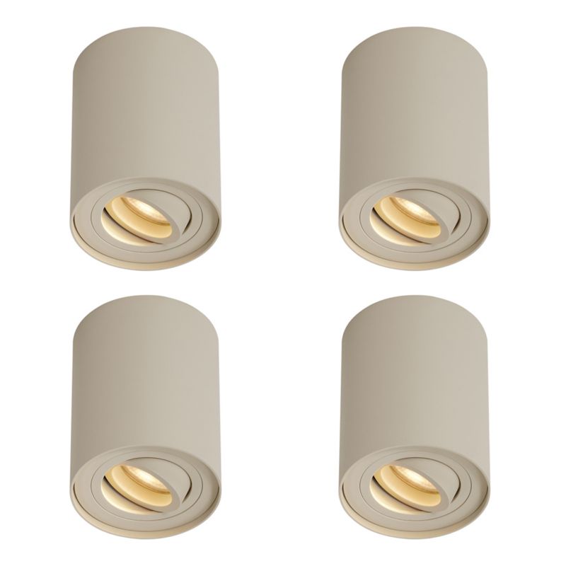 Nastavitelný 1-bodový stropní bodový reflektor Qazqa 108444 10 béžový GU10 max 10W kompatibilní s IP20 LED žárovkou 4 ks.