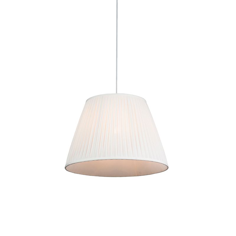 Retro lampa wisząca Qazqa Plisse 45 kremowy okrągły max 60W kompatybilny z żarówką LED E27  1 szt.