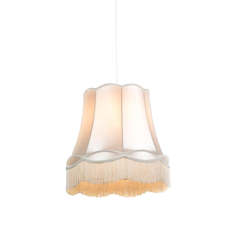 Retro lampa wisząca z kloszem (1 punkt) Qazqa Granny 45 kremowy okrągły max 60W kompatybilny z żarówką LED E27  1 szt.