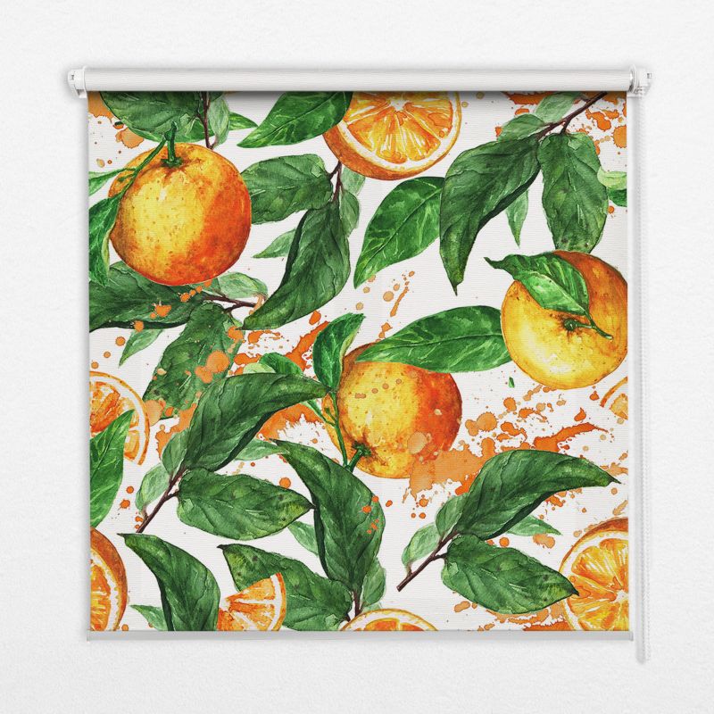 Roleta Dekoracyjna Tulup 130x140 cm Pomarańcze I Liście Montaż do ściany/sufitu 1 szt.