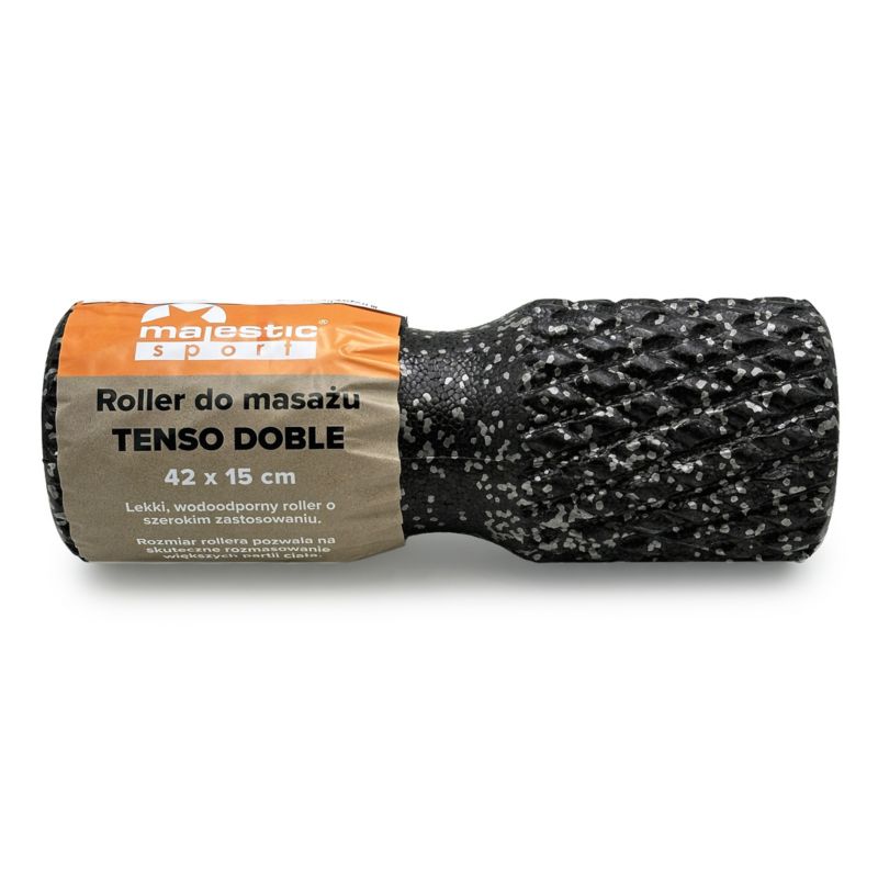 Roller do masażu Majestic Sport TENSO DOBLE 42x15 cm z wypustkami czarno-szary 1 szt.