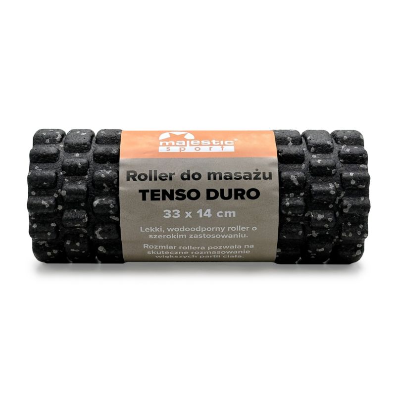 Roller do masażu Majestic Sport TENSO DURO 33x14 cm z wypustkami czarno-szary 1 szt.