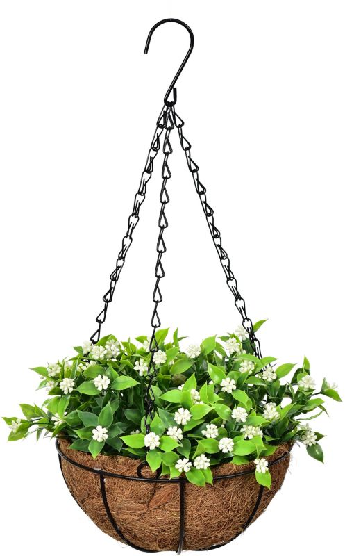 Roślina sztuczna Jumi w koszyku białe kwiaty 14 cm